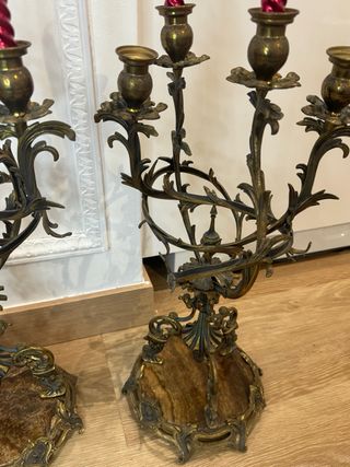 Pareja Candelabros Bronce Siglo XIX-XX