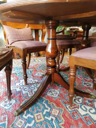 Mesa de comedor ovalada y 10 sillas