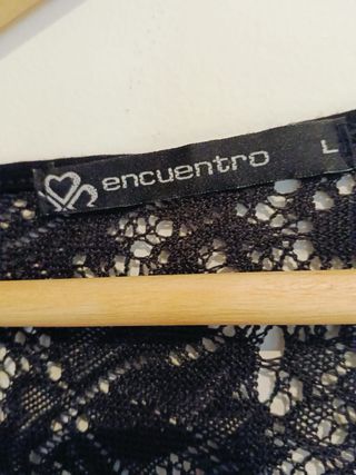 Top negro Encuentro con espalda de encaje Talla L