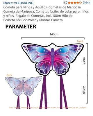 Cometa Mariposa Azul Infantil