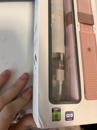Plancha de pelo rosa, portatil con USB para cargar
