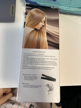 Plancha de pelo rosa, portatil con USB para cargar