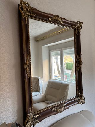 Espejo Madera y Oro Estilo Clásico