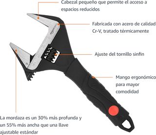 Amazon Basics Llave de boca ancha ajustable para f