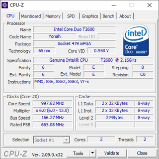 Procesador Intel Core Duo T2600 2.16 GHz