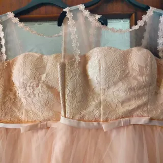 Abiti da cerimonia rosa pizzo e tulle