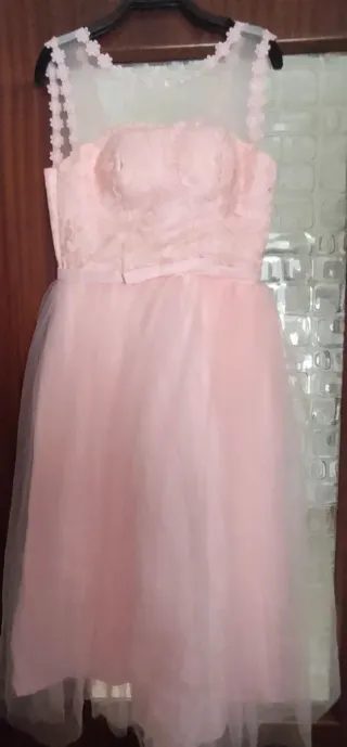 Abiti da cerimonia rosa pizzo e tulle