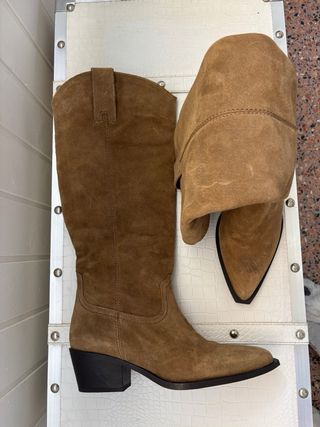 Botas Zara Piel Serraje Marrones