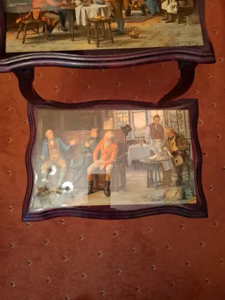 Set de mesas nido de madera con ilustraciones