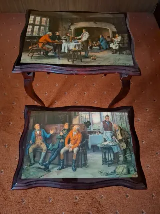 Set de mesas nido de madera con ilustraciones