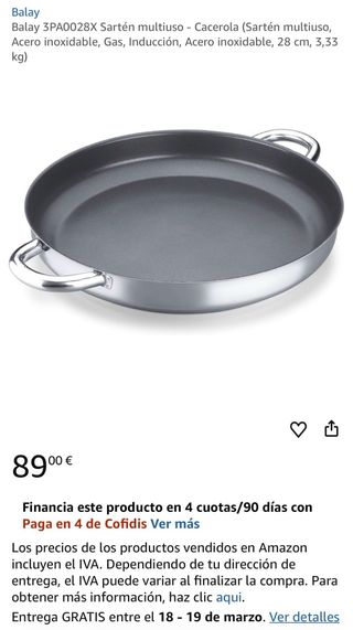 Paellera Balay 32 cm Acero Inoxidable