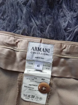 Pantaloni Armani Collezioni Beige Lana Vergine S