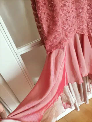 Vestido largo fiesta rosa talla 38