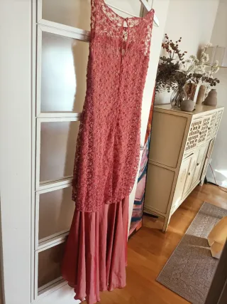 Vestido largo fiesta rosa talla 38