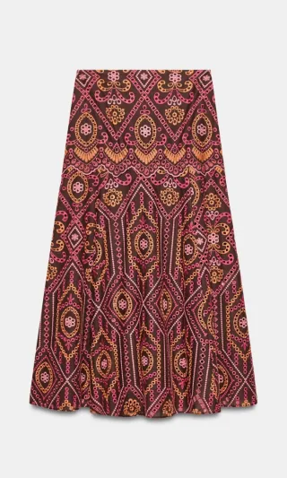 ZARA - Conjunto Top y Falda Bordados Marrón