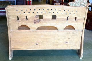 Banco Baúl Madera Tallado Aves Flor