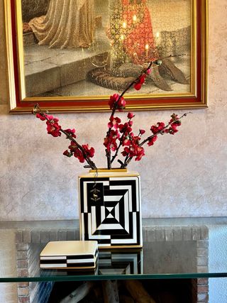 Jarrón Decorativo Cerámica Blanco y Negro