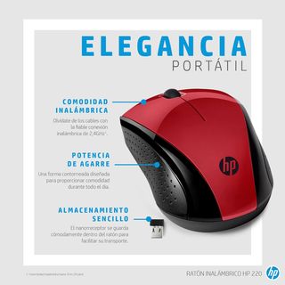 HP 220 - Ratón Inalámbrico (1600 PPP, 3 Botones y