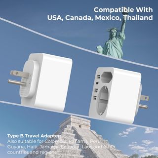 Hoppac Adaptador Enchufe Americano,6 en 1 Adaptado