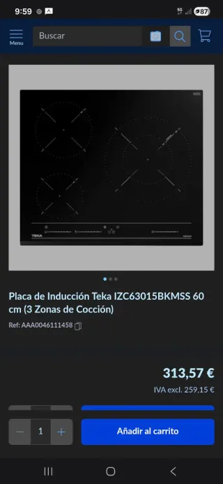 Placa Inducción Teka IZC63015BKMSS 60cm