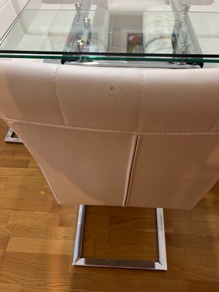 Mesa Comedor Cristal Extensible y 6 Sillas