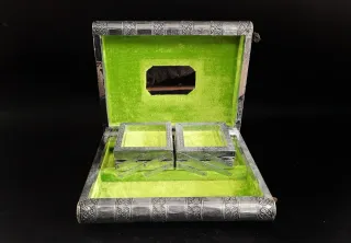 Pareja de joyeros de madera plateados hindú