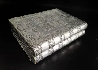 Pareja de joyeros de madera plateados hindú