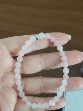 Bracciale Quarzo Rosa e Acciaio Elastico
