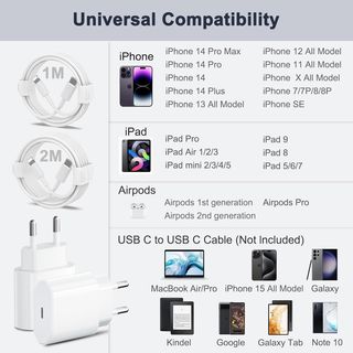 Cargador USB C Dual de 20W con Cable iPhone de 2M