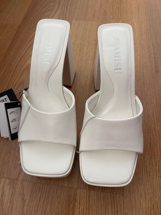 Sandalias tacón AMISU blancas talla 36