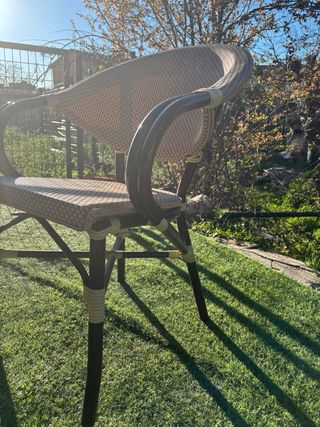 4 Sillas Terraza Rattan con Reposabrazos