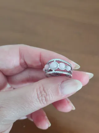 Anello Acciaio Quarzo Rosa Regolabile