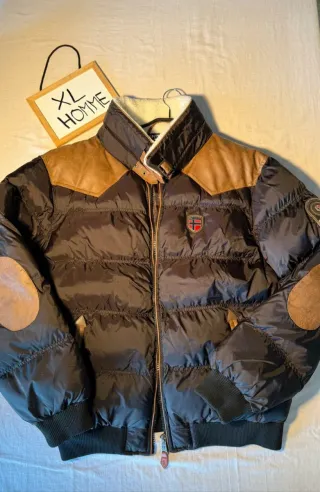 Chaqueta de plumas XL Marrón y Negra