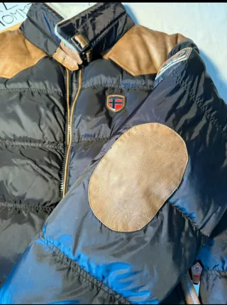 Chaqueta de plumas XL Marrón y Negra