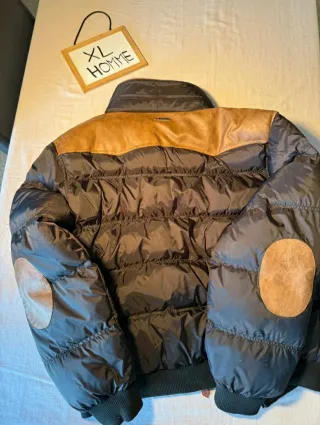 Chaqueta de plumas XL Marrón y Negra