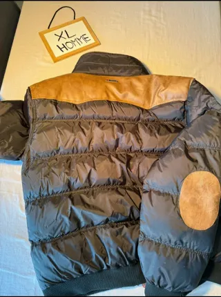 Chaqueta de plumas XL Marrón y Negra