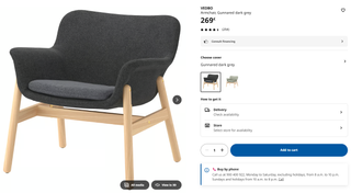 Silla Ikea tela azul/gris madera