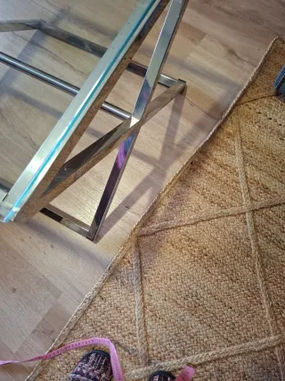 Mesa auxiliar cristal y metal 60x50cm