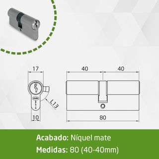 AMIG - Cilindro para Cerradura - Medida: 80 mm (40