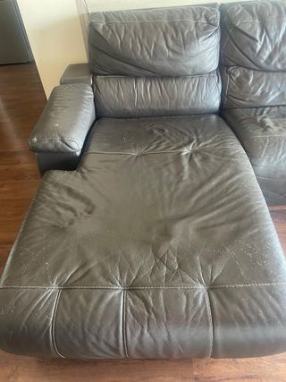 Sofá Chaise Longue Piel Marrón