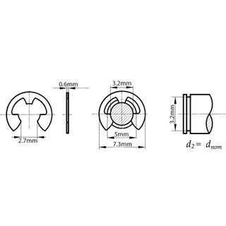 Arandelas de retención de acero inoxidable de 7 mm