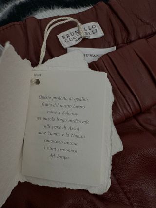 Brunello Cucinelli Pantaloni in Pelle Marrone