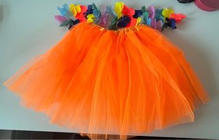 Falda Tutú Naranja Fiesta Flores