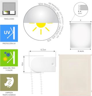 Blindecor Ara | Estor enrollable translúcido liso