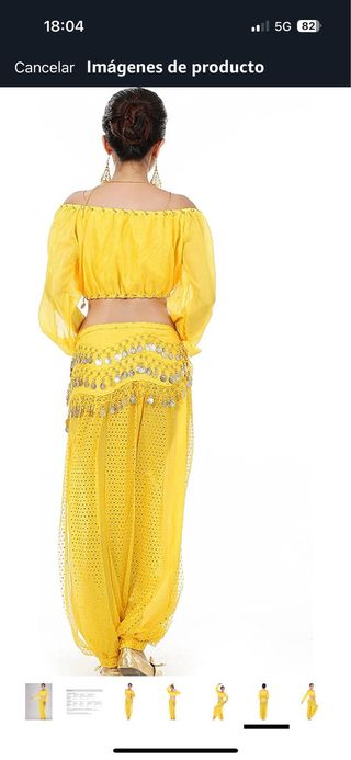 Disfraz Danza Vientre Mujeres Amarillo Talla Única