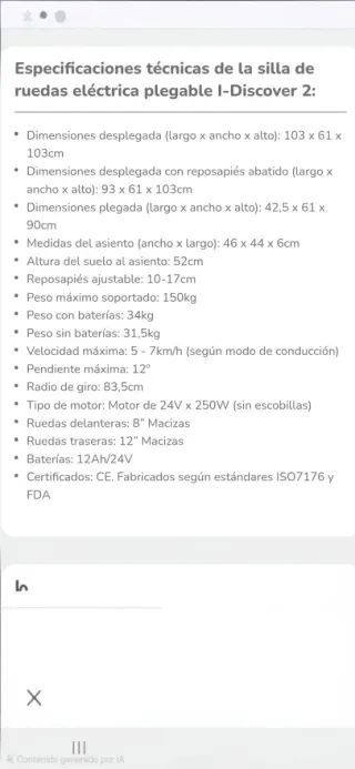 Silla de ruedas eléctrica plegable