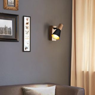 Aplique Lámpara Pared Vintage Madera y Metal