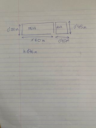 Escritorio de madera+ cajonera + almacenaje aux