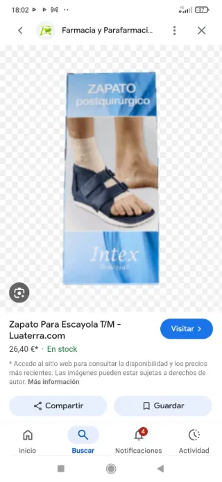Zapato para escayola Intex