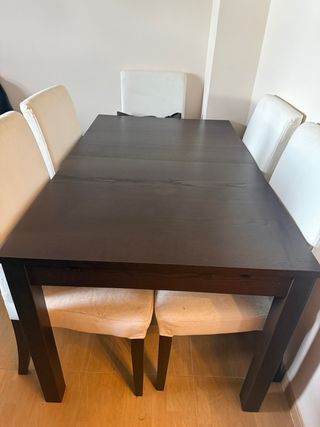 Mesa comedor extensible Ikea madera oscura